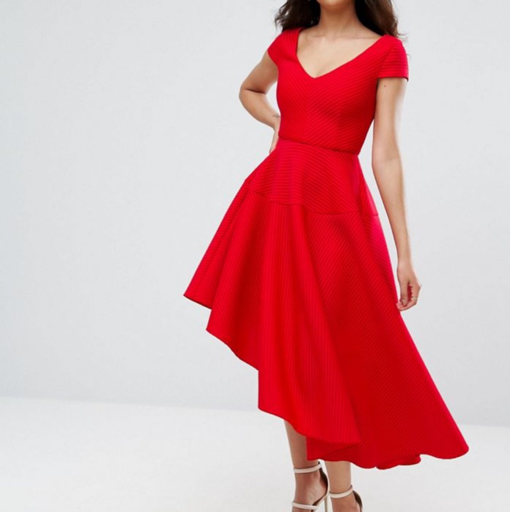 Red asymetrical dress